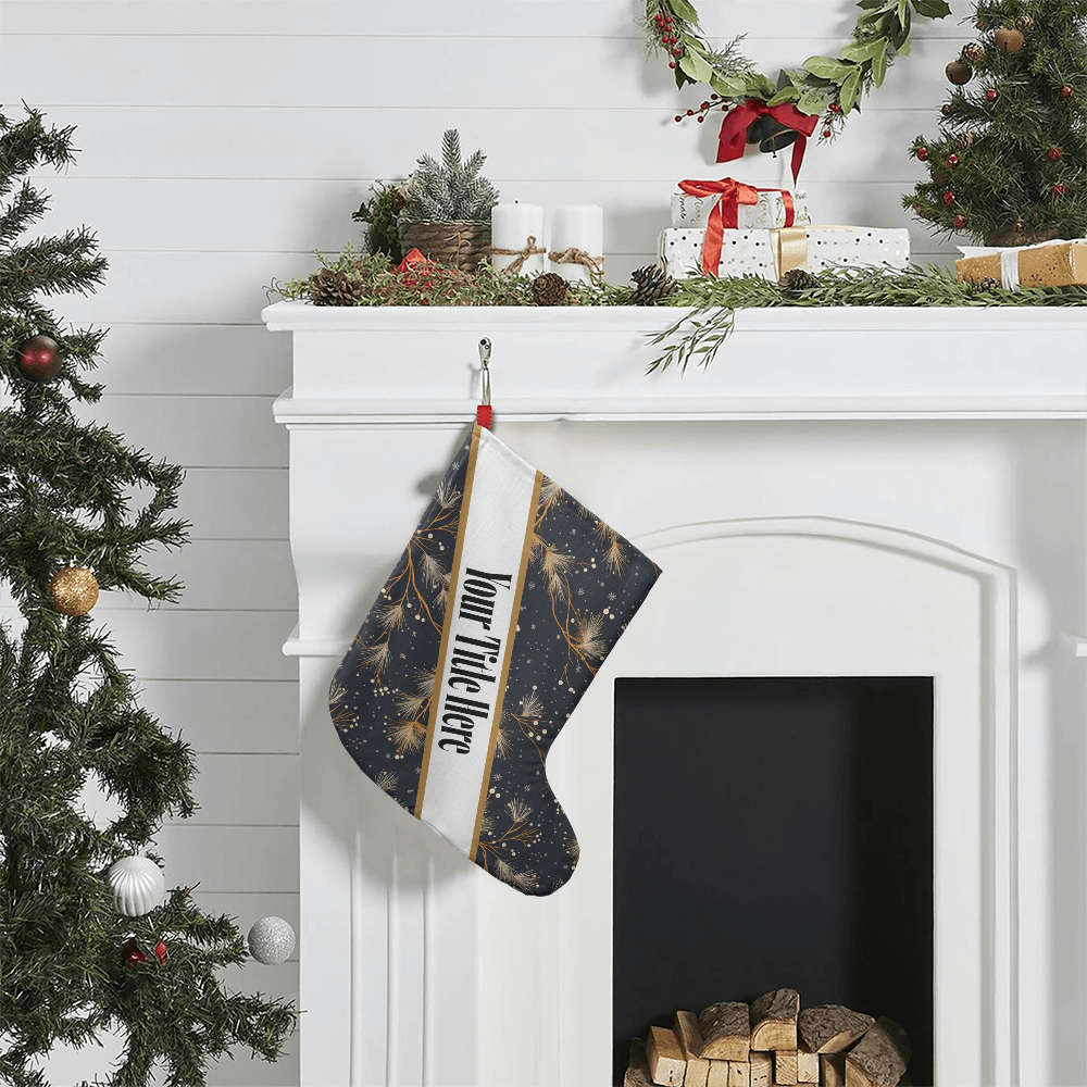 Holly Branch Custom Title Holder Stocking
