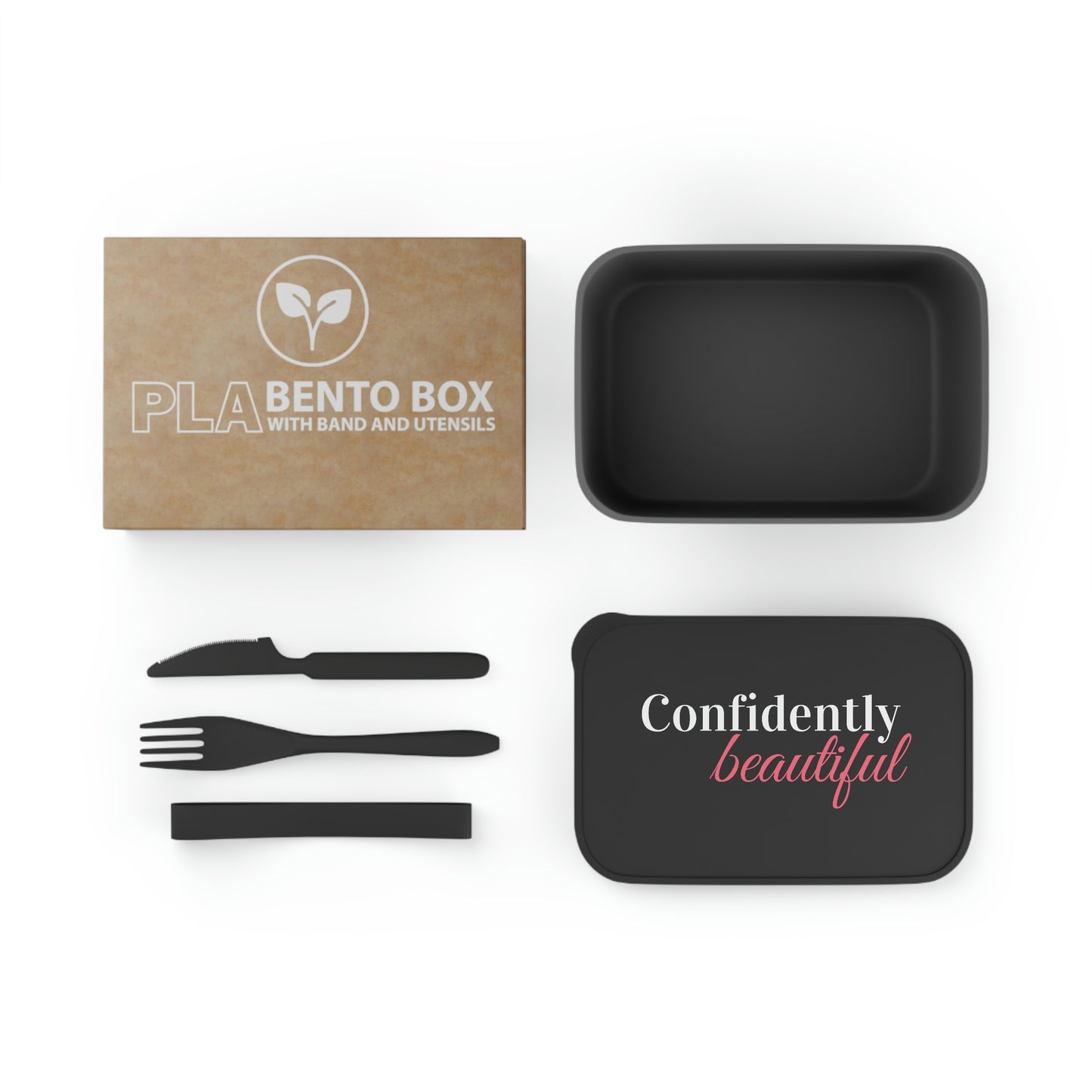 Confidently Beautiful Bento Box with Band and Utensils