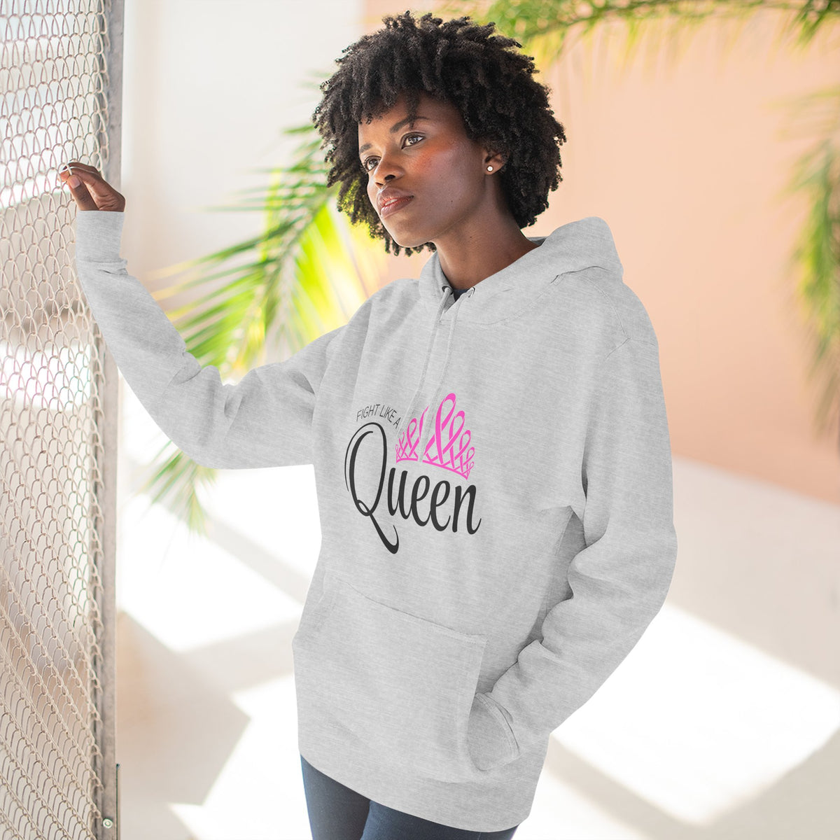 Fight like a Queen Crown - Breast Cancer Support Fleece Hoodie