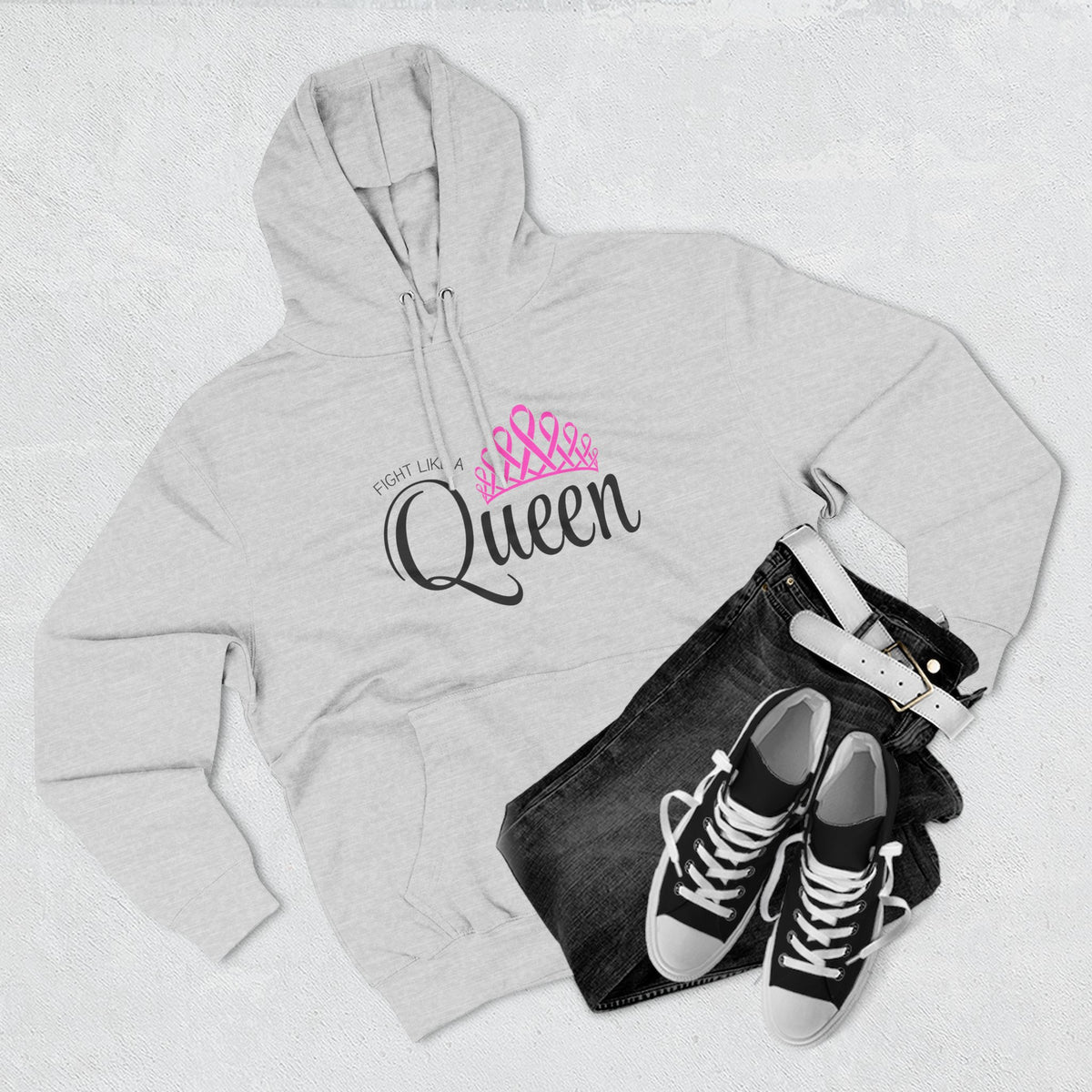 Fight like a Queen Crown - Breast Cancer Support Fleece Hoodie