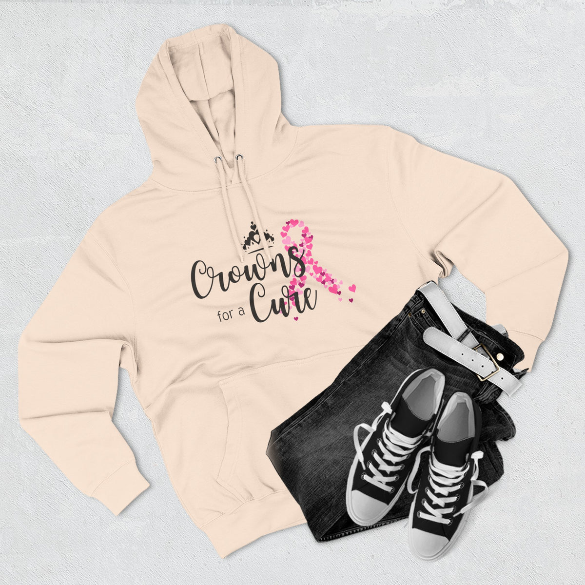Crowns for a Cure - Breast Cancer Support Fleece Hoodie
