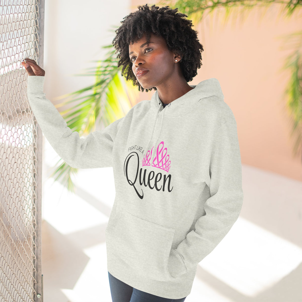 Fight like a Queen Crown - Breast Cancer Support Fleece Hoodie