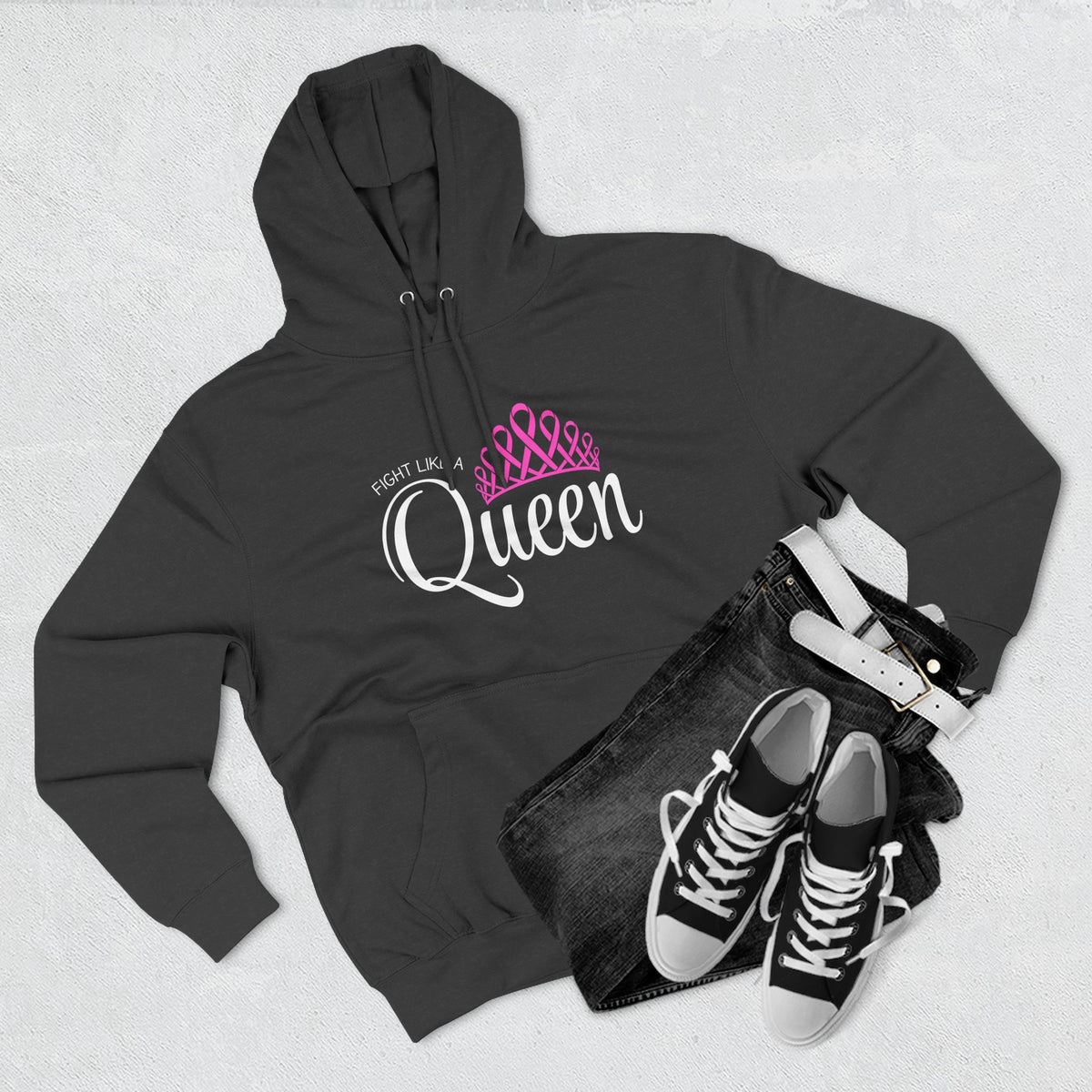 Fight like a Queen Crown - Breast Cancer Support Fleece Hoodie