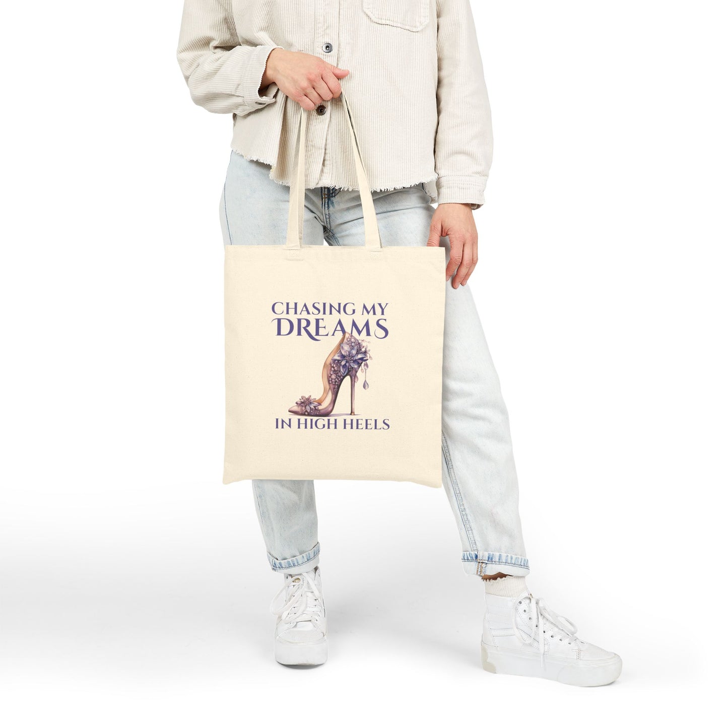 Chasing My Dreams in High Heels (Purple) - Canvas Tote