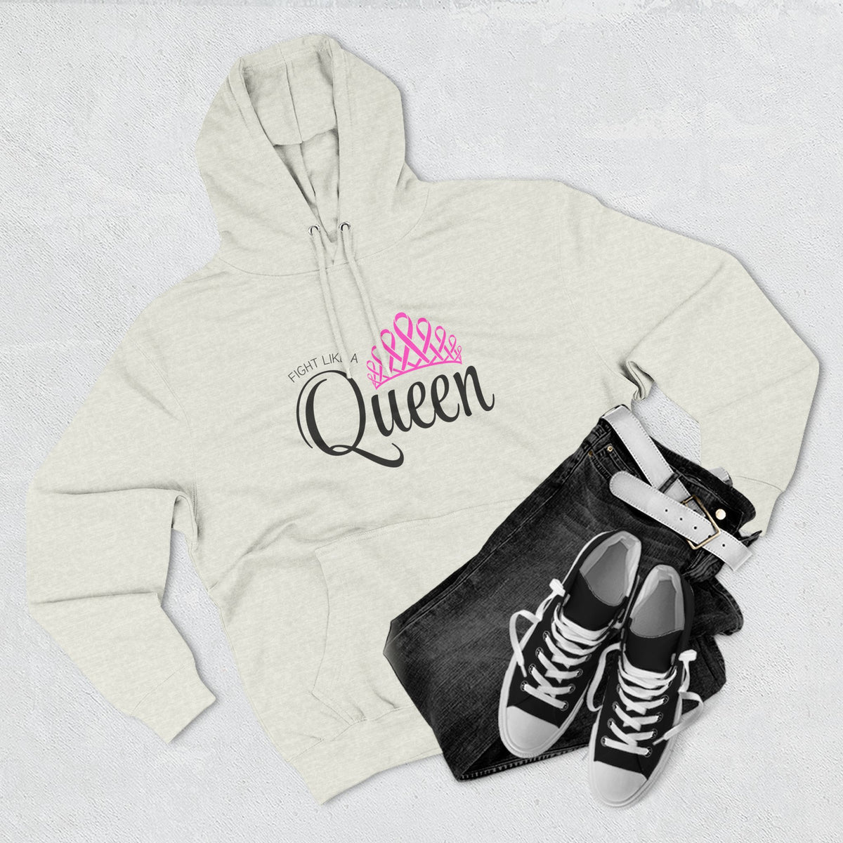 Fight like a Queen Crown - Breast Cancer Support Fleece Hoodie