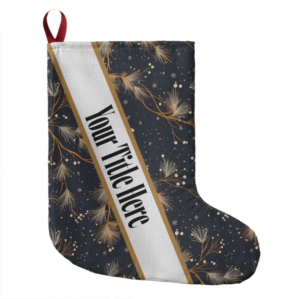 Holly Branch Custom Title Holder Stocking